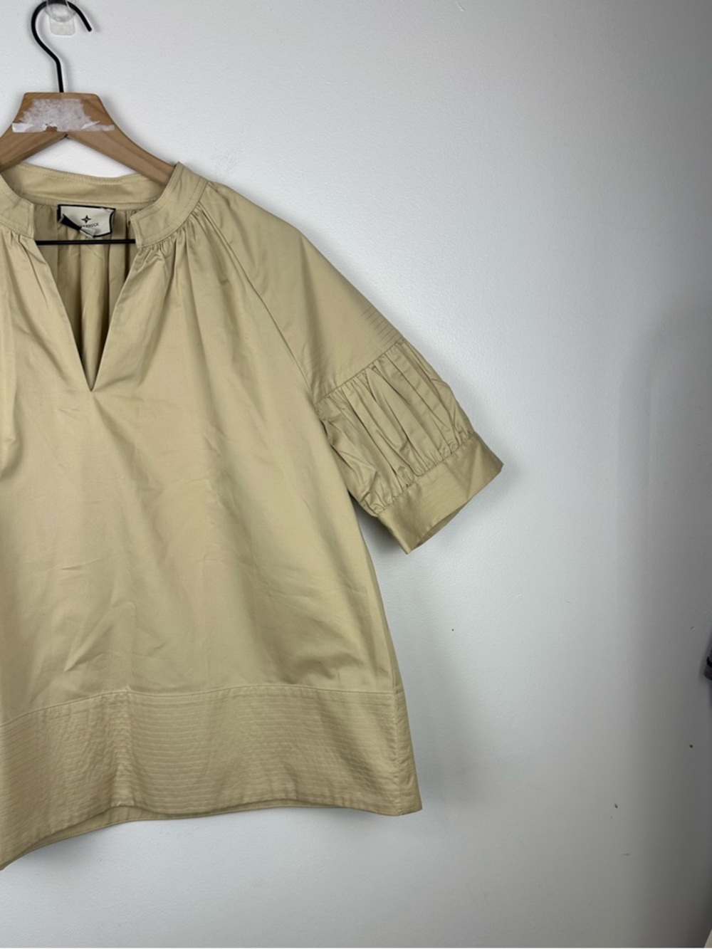 Tuckernuck Ruthie Blouse V-Neck Short Puff Sleeve Cotton Top Women’s Sz L - Picture 4 of 9